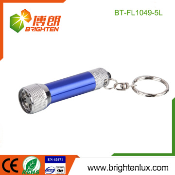 Fábrica de venta a granel baratos de aluminio LR41 botón celular operado brillante bolsillo pequeño metal 5 llevó luz de llavero